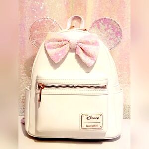 Loungefly Disney Minnie Mouse Iridescent Sequin Mini Backpack New With Tags